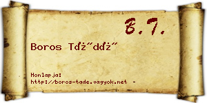 Boros Tádé névjegykártya